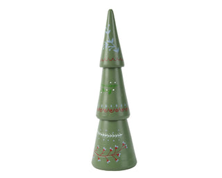 Green Pinewood Tree with Flower Print Christmas Decoration