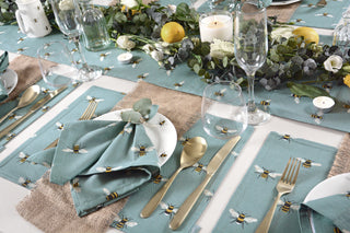 Bees Teal Table Runner