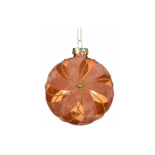 Orange with Flock Flower Bauble