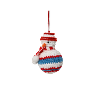 Knitted Snowman with Stripe Jumper Tree Decoration