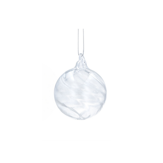Clear Spiral Round Glass Bauble