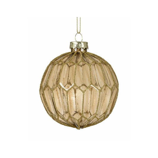 Rosemary Green with Glitter Honeycomb Design Bauble