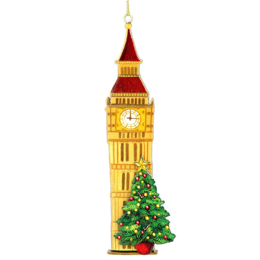 Big Ben with Tree Wooden Hanging Decoration