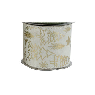 Winter White with Gold Christmas Tree Ribbon