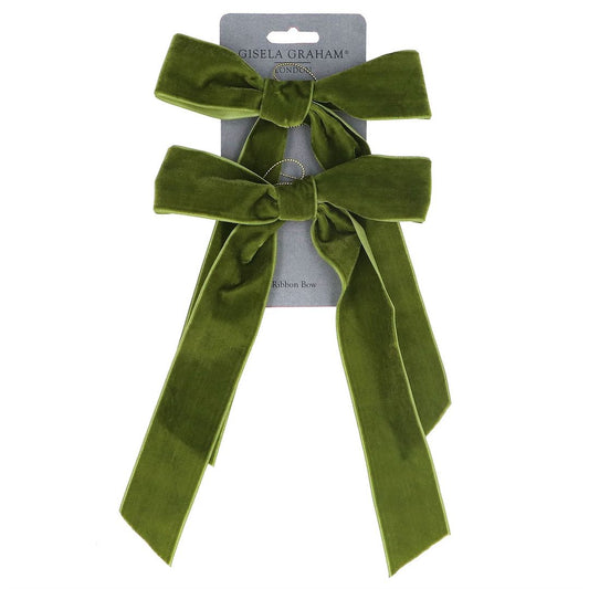 Green Velvet Bow Decoration 2Pk