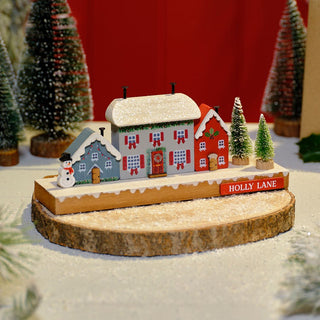 Holly Lane Village Wooden Christmas Decoration