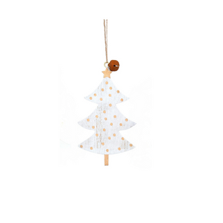 White Spotted Wooden Tree Hanging Decoration