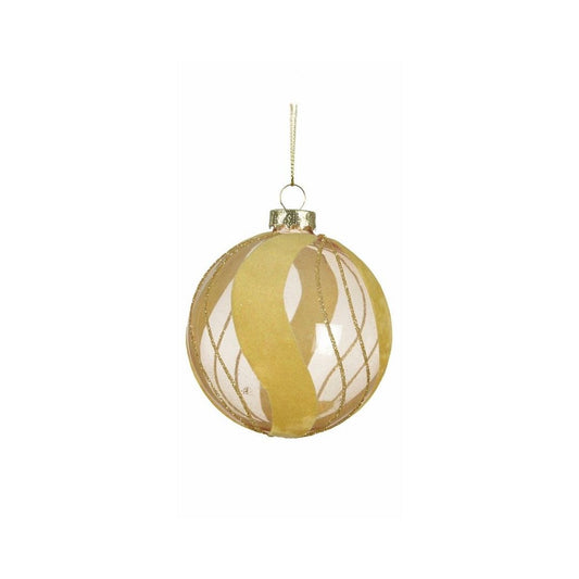 Gold with Flock Swirls Bauble