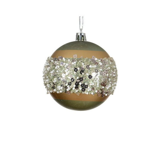 Sage Green Matt Sequin Band Bauble