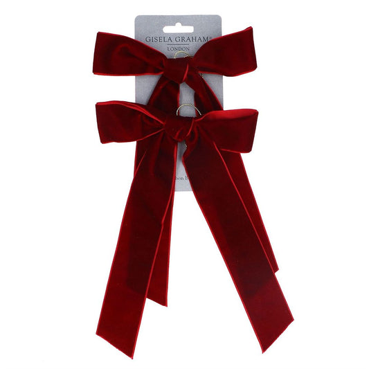 Plum Velvet Bow Decoration 2Pk