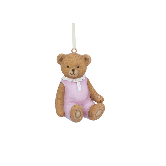 Resin Bear in Pink Outfit Tree Decoration