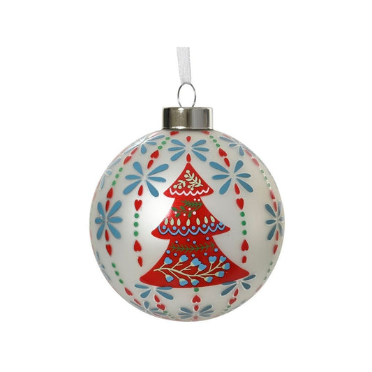 Matt Wool White with Red Tree Bauble
