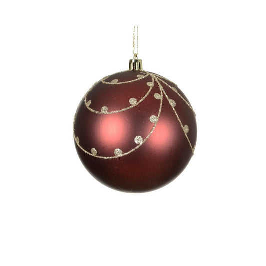 Matt Oxblood with Gold Glitter Detail Bauble