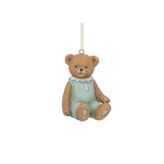 Resin Bear in Blue Outfit Tree Decoration