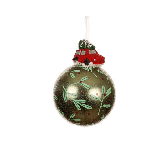 Rosemary Green with Red Car Bauble
