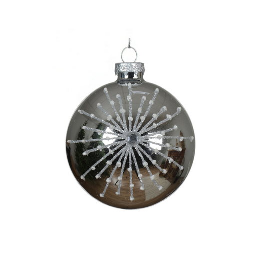 Shiny Silver with Starburst Bauble
