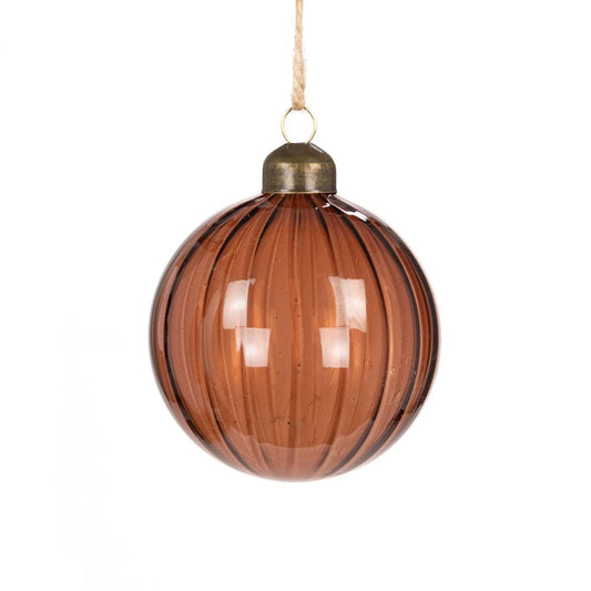Glass Cora Brown Bauble 8cm