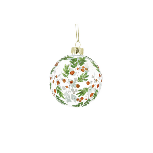 Oak Leaf & Berry Glass Bauble