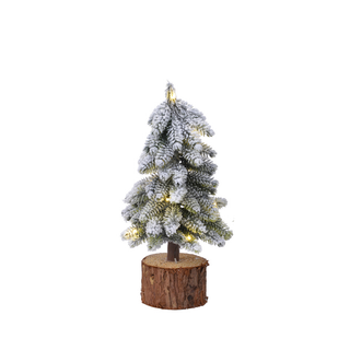 Snowy Wooden Base Christmas Tree Sml