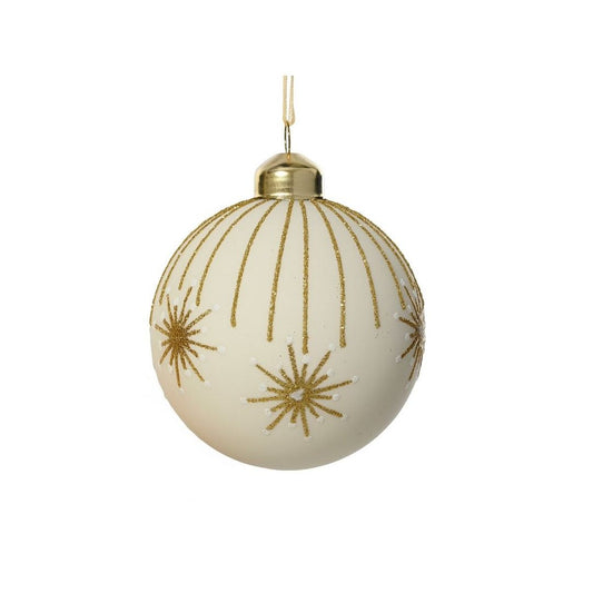 Wool White with Gold Glitter Firework Design Bauble
