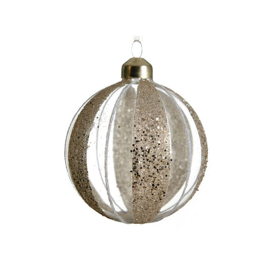 Transparent with Gold Glitter Vertical Stripes Bauble
