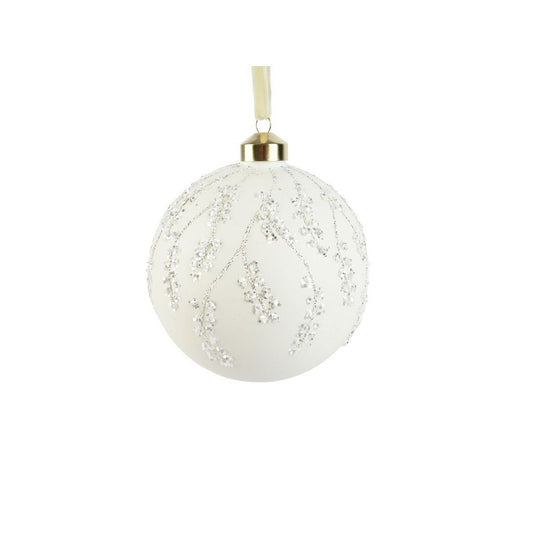 Wool White with White Glitter Branch Bauble