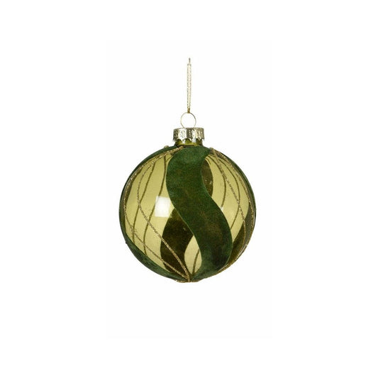 Pine Green with Flock Swirls Bauble