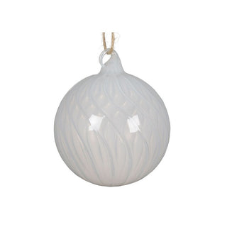 Winter White Glass Swirl Bauble