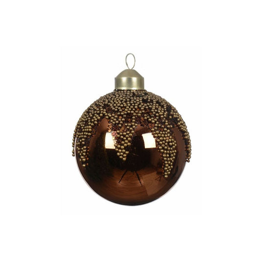 Shiny Espresso with Gold Bead Top Bauble
