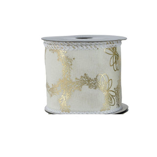 Winter White with Gold Garland Detail Ribbon