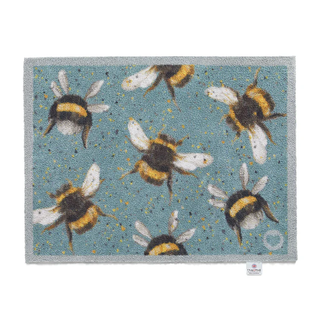 Blue Speckle Bee Door Mat