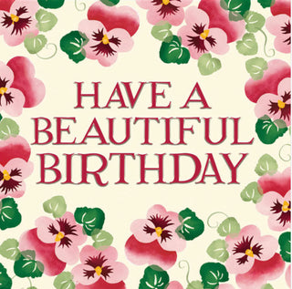 Pink Pansies Birthday Card