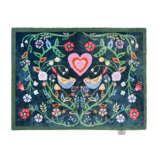 Navy Nature Love Birds Door Mat