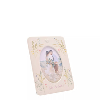 Mr & Mrs Ceramic Photo Frame 4" x 6" Floral