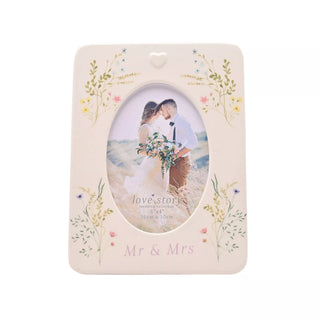 Mr & Mrs Ceramic Photo Frame 4" x 6" Floral