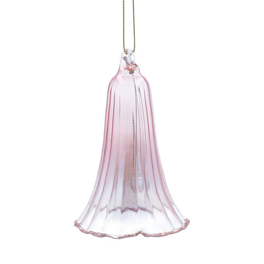 Clear Pink Glass Bell Hanging Decoration