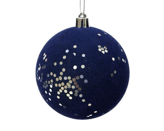 Night Blue Sequin Flock Shatterproof Bauble