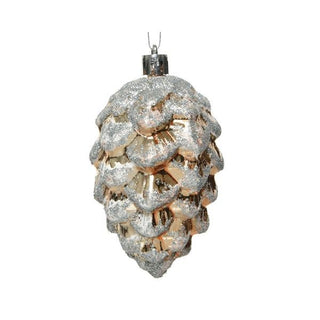 Pinecone Shatterproof White Glitter Tree Decoration
