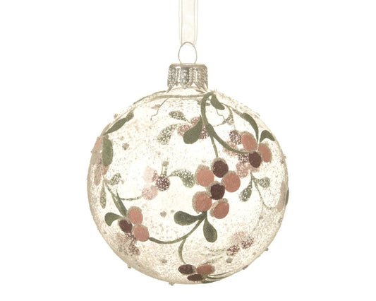 Berries with Leaves Glass Bauble