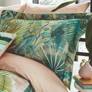 Floreana Oxford Pillowcase Fig Leaf & Coral