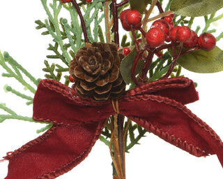 Foilage Stem with Red Berries & Bow
