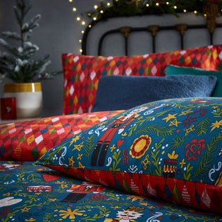 Nutcracker Christmas Duvet Cover Set Navy Single