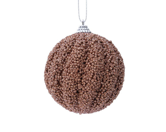 Glitter Walnut Swirl Beaded Bauble