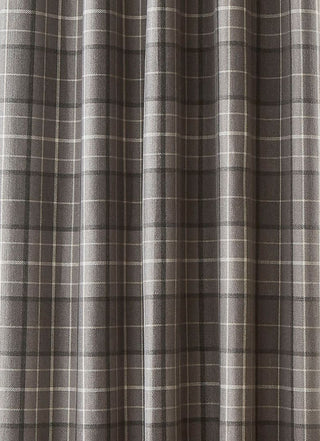 Alfriston Pale Charcoal 88"x90" Check Blackout Lined Eyelet Curtains