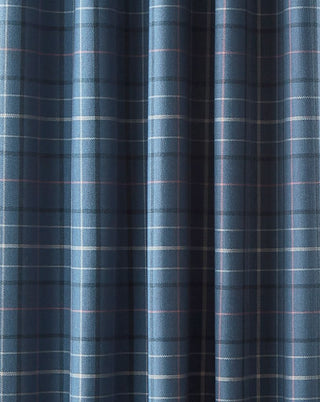 Alfriston Dark Seaspray 88"x90" Check Blackout Lined Eyelet Curtains