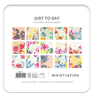 Watercolour Florals Just To Say Notelets