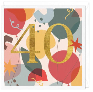 40th Balloons Birthday Card