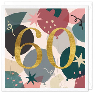 60th Balloons Birthday Card