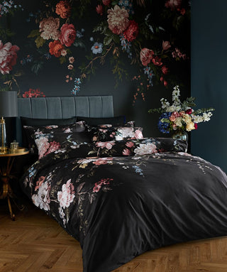 Hague Fleurs Black Double Reversible Duvet Cover Set