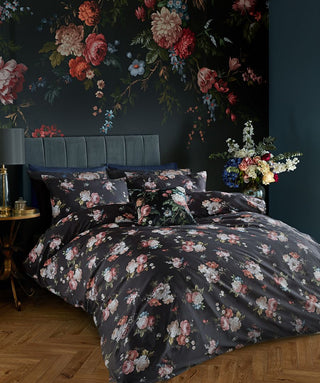 Hague Fleurs Black Double Reversible Duvet Cover Set